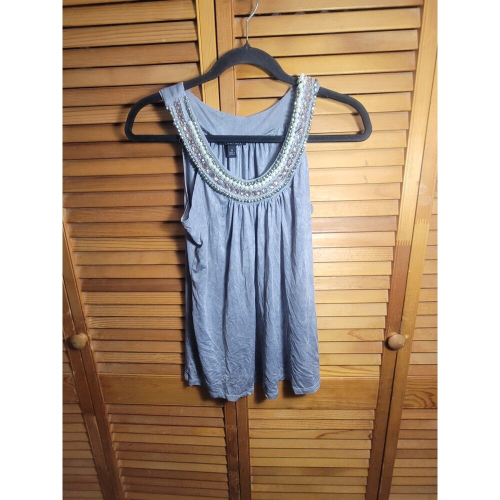 Gray Embellished Glam Chic Tanl Layering Or Wear Alone M